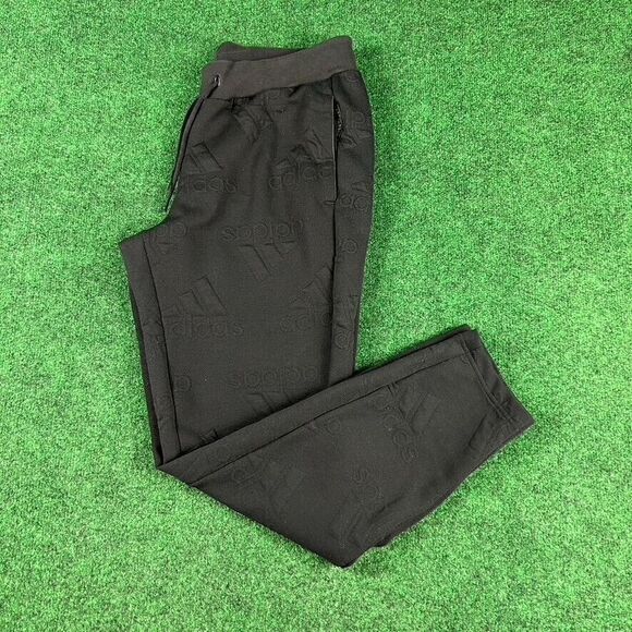 adidas Pants - Adidas Aeroready Women Medium Black Jacquard Logo Joggers Sweatpants No Size Tag